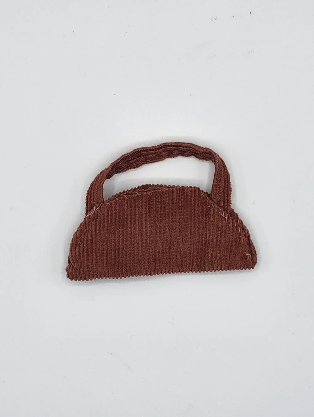 Vintage Barbie Handmade Corduroy Coat Hat Purse Set Brown Rust